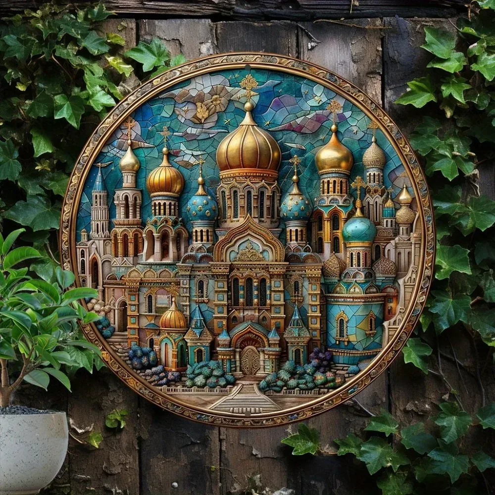 لوحة فنية جدارية مسطحة من الألومنيوم 2D كاتدرائية سانتا صوفيا - ديكور منزلي لغرفة المعيشة مقاوم للأشعة فوق البنفسجية/الخدش #6