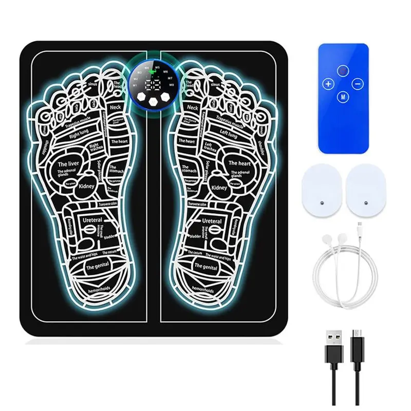 

A73U EMS Foot Massager Foldable Feet&Calves Acupoint Massage Mat For Muscles Relaxation Pain Relief 8Modes And 29Intensity Durab