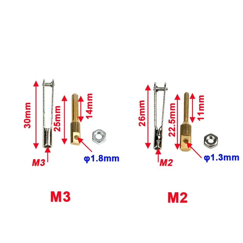 10pcs M2 M3 Linkage Rod Connecting Rod Iron Collet Copper Flat Bar Copper Screw for RC Fixed-Wing Airplane DIY Hobby 10Pcs