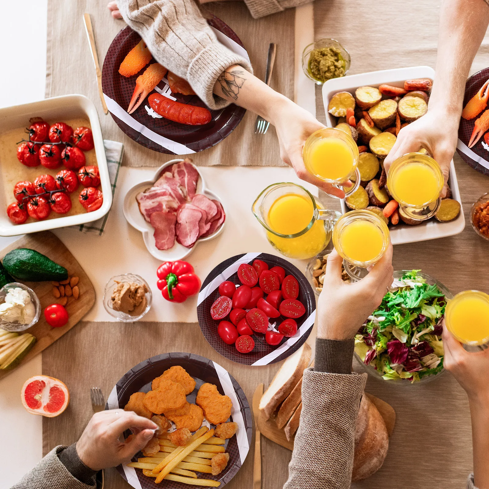 

96Pcs Football Paper Plates Large Capacity Creative Serving Plates for Birthday Family Gatherings Football Party Supplies