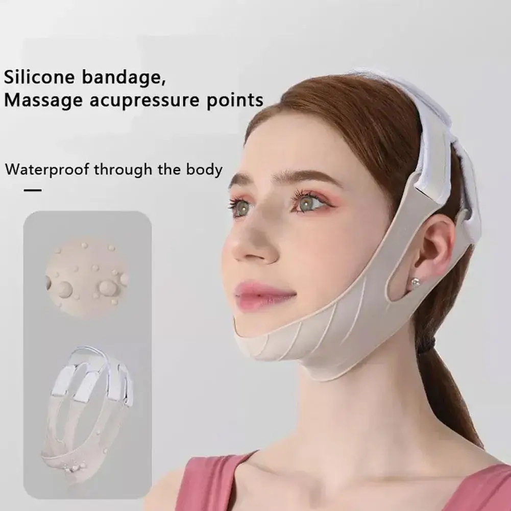 SiliconeV Face Bandage, Lifting du ruisseau, Joue élastique, Outil de ligne en V, Ceinture amincissante pour le cou, Bandage de forme de soin, Haut de gamme, Nouveau, R5V3