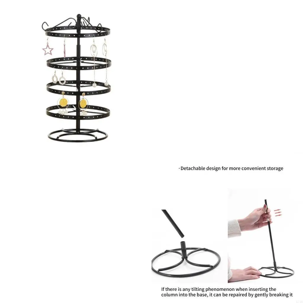 

Earring Holder Organizers with Stable Base Adjustable 4 Tiers Rotating Earrings