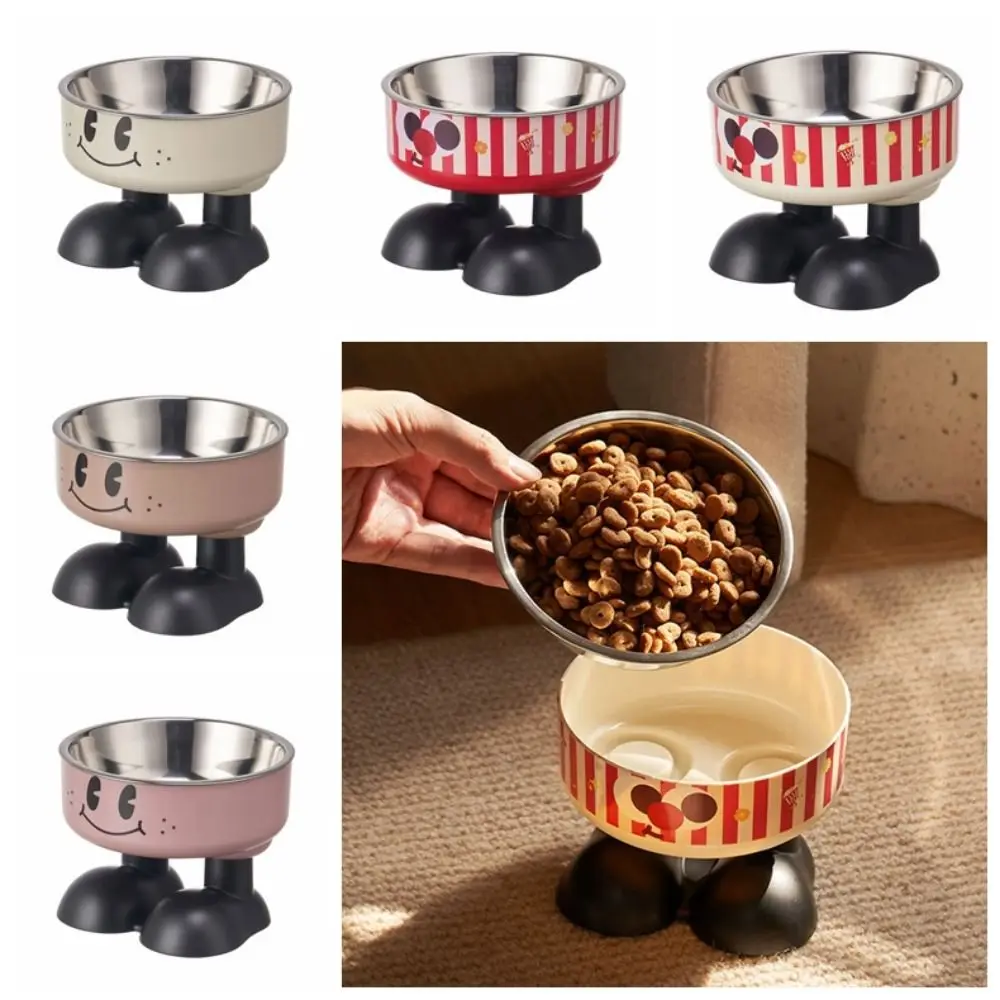 

Simple Cartoon Cute Cat Food Bowl High-legged Large Capacity Pet Feeding Bowl Non-Slip Household Puppy Water Feeder Pet Supplies