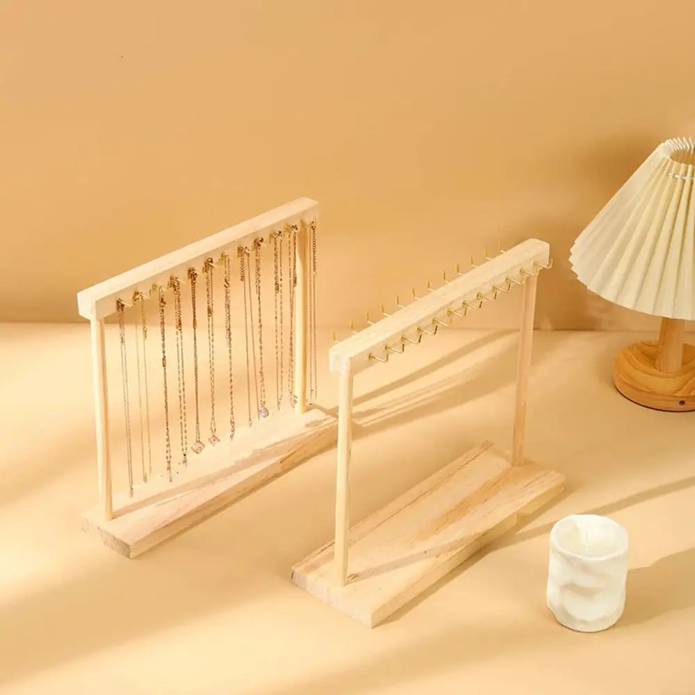 

New Large Necklaces Easel Solid Wood Removable Jewelry Collection Rack 12 Hooks Display Stand Set Up Stalls