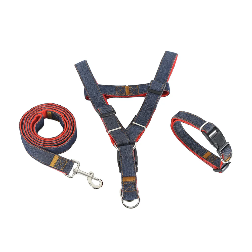 

1pcs Dog Harness Collar Set Adjustable Chest Strap Leash For Small Dogs Pet Training Walking Traction Rope Red S