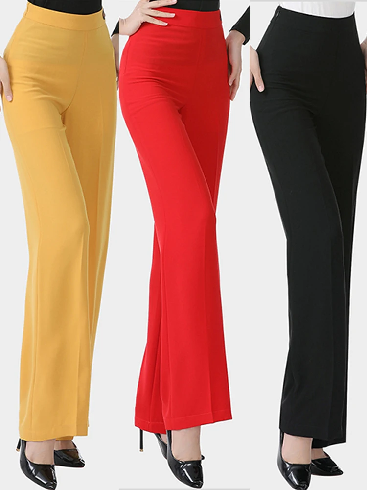 Latin Dance Pants Women High Waist Elastic Soft Comfort Ballroom Dancing Trousers Adult Practice Clothing Black Pants BL10715