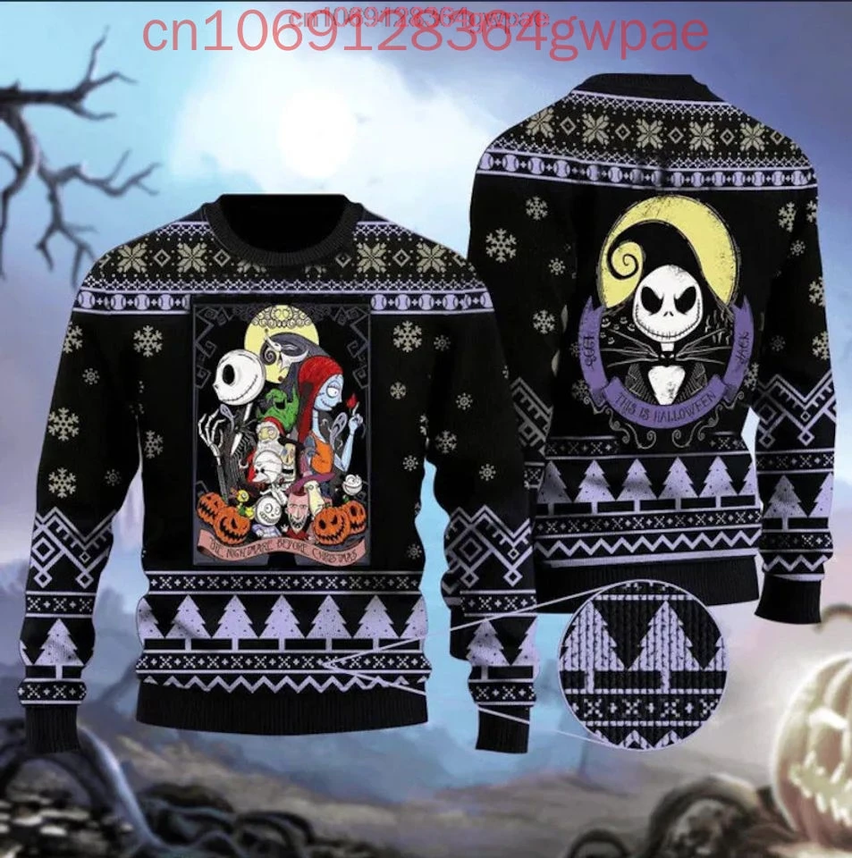 Jack dan Sally Nightmare Before Christmas Ugly Sweater Pria Wanita 3d Sweater modis Disney Ugly Christmas Sweater atasan