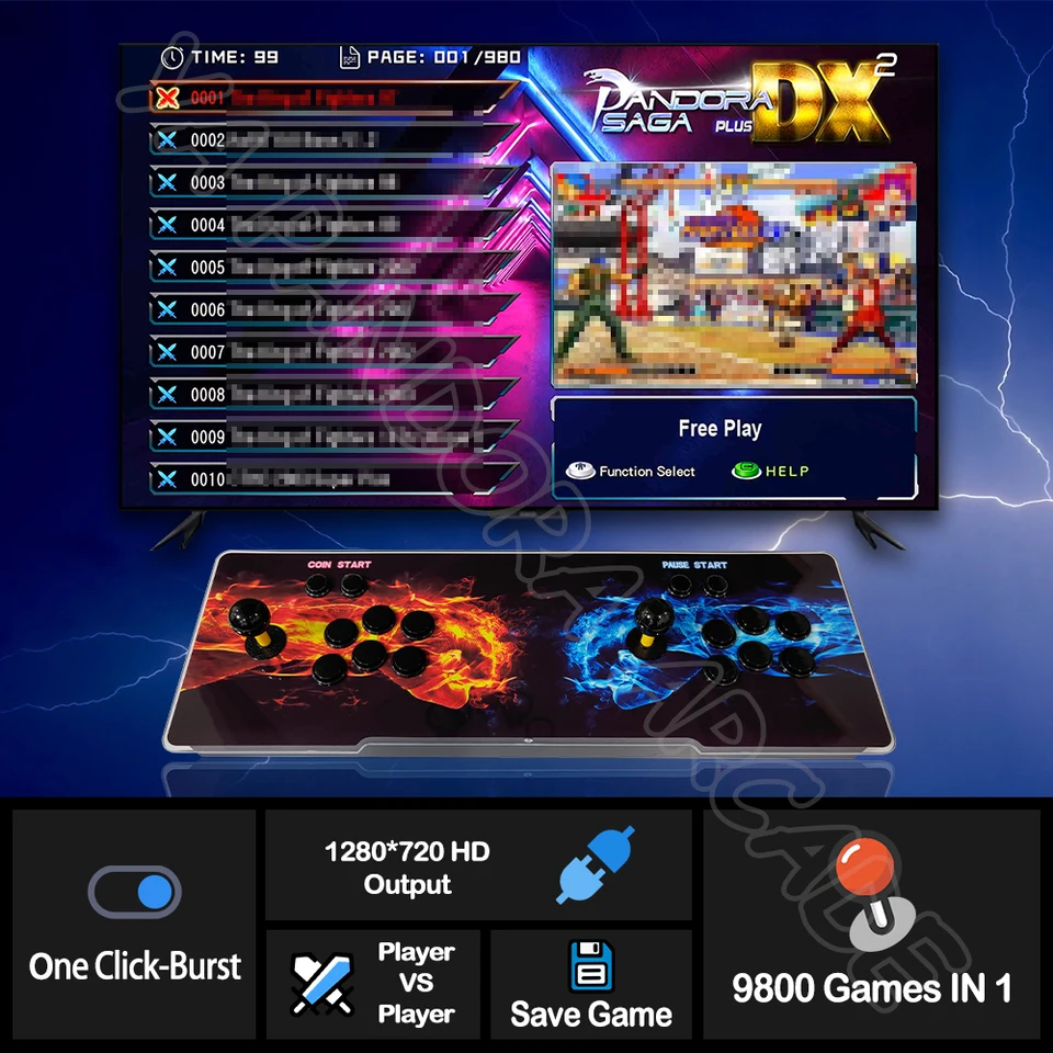 Pandora Saga DX Plus 9800 Box Retro Game Arcade Cabinet Console