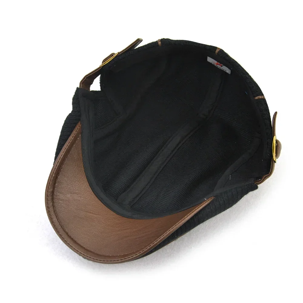 TOHUIYAN gorra de punto de lana para hombre, gorro cálido de invierno para hombre, visera de pico de pato, gorras planas, Boina, Cabbie, sombrero de