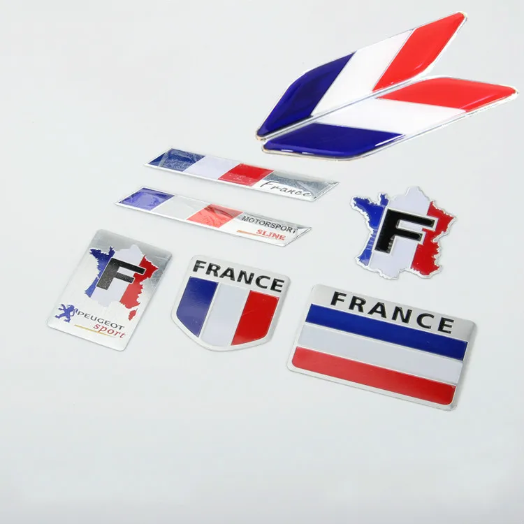 

1 PCS 3D Aluminum France Flag Emblem Badge Car Stickers Decals For Peugeot 307 206 207 Citroen Renault DS C2 C3 Car Accessories