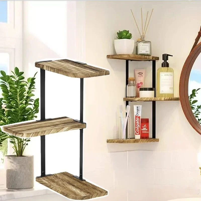 

Three story bathroom storage rack multifunctional toiletries perforated bathroom corner rack kitchen wall mounted storage rack