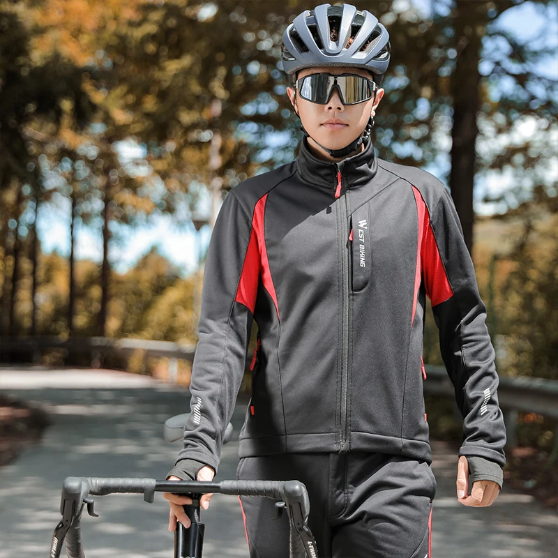 WEST BIKING Cycling Jacket Men Coats Winter Thermal Fleece Windbreaker MTB Bicycle Clothing Motorcycle Bike Jackets 0℃-15℃