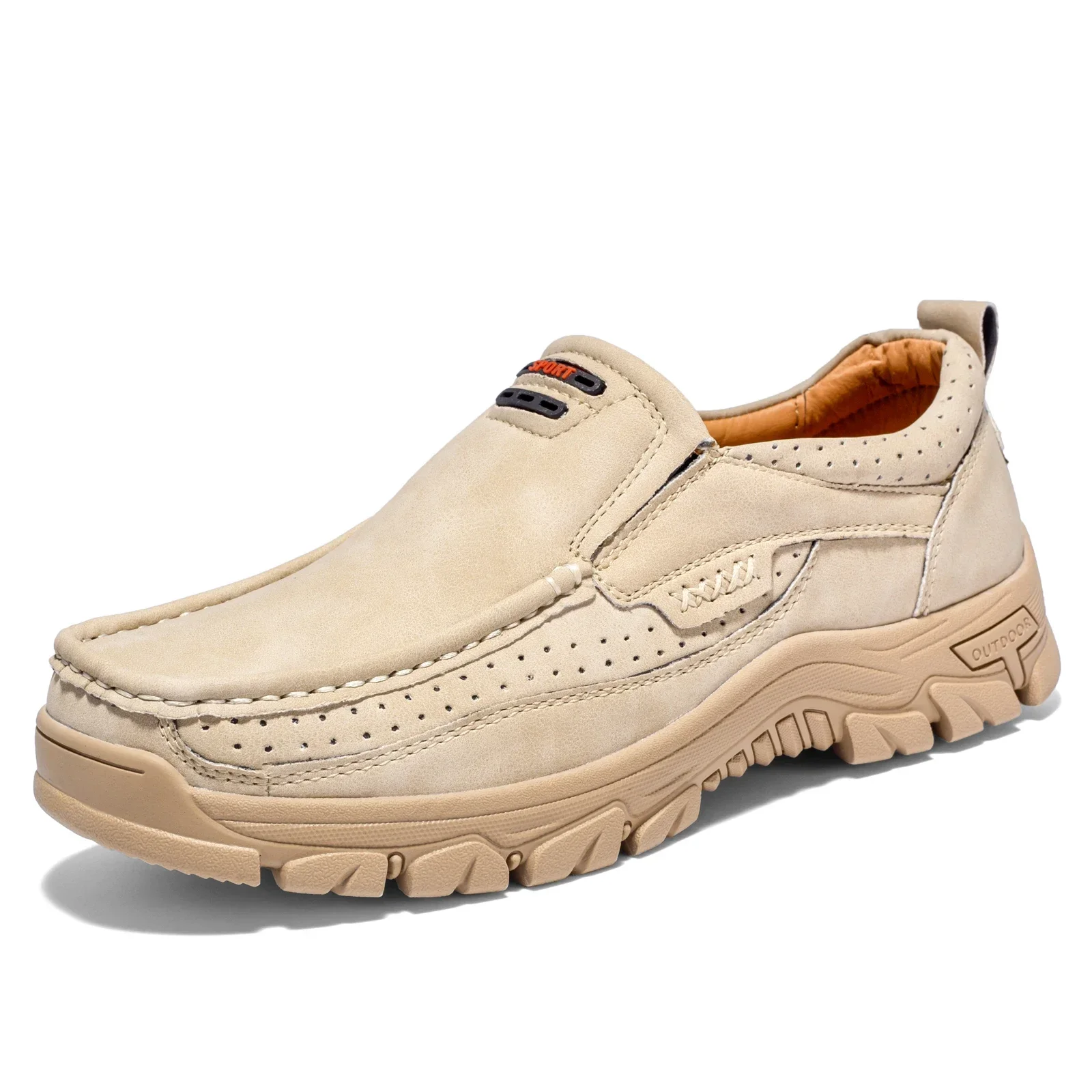 Handmade Shoes Genuine Leather Casual Shoes For Men Flat Platform Walking Shoes Outdoor Footwear Loafers Large Size