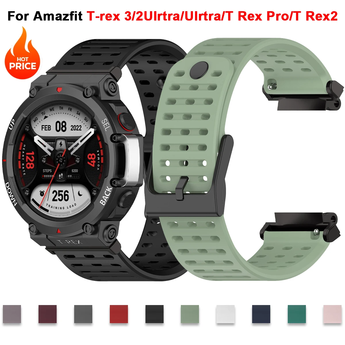 حزام سيليكون لساعة Amazfit T-rex 2 3 ساعة بديلة فائقة الرياضة حلقة ساعة اليد سوار كوريا لفرقة Amazfit Trex Pro #1