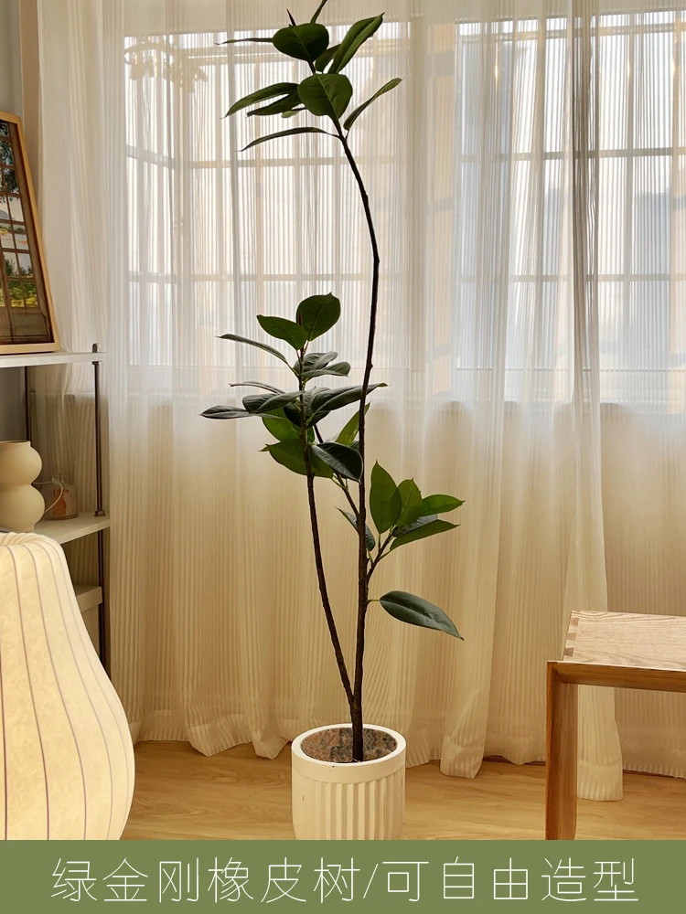 ZL Simulation Green Plant Rubber Tree Ficus Indoor Living Room Decoration Bionic Simulated Plants Ornaments