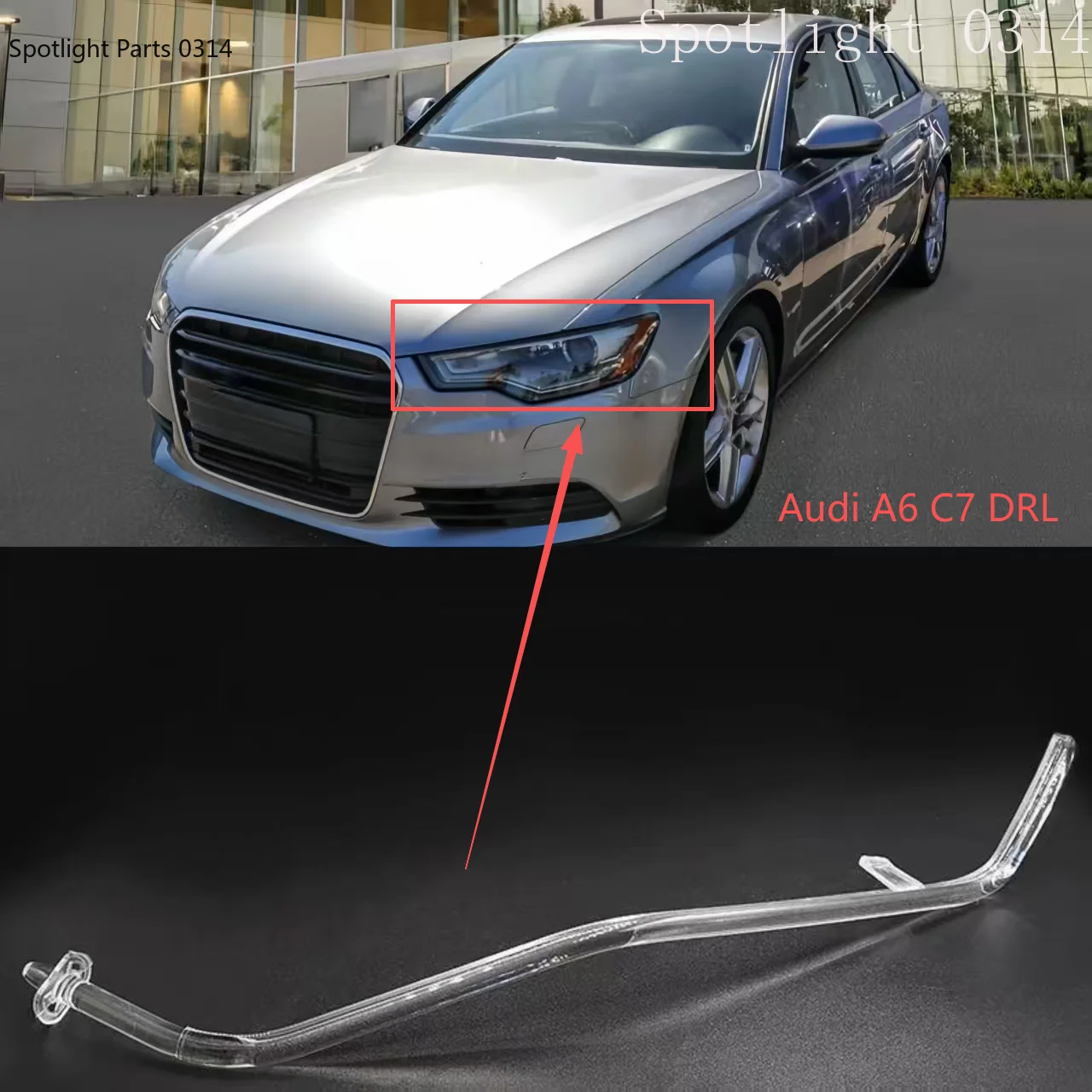 

For Audi A6 C7 2013 2014 2015 Headlight DRL Tube Strip Daytime Running Light Guide Plate DRL Angel Eyes Car Accessories