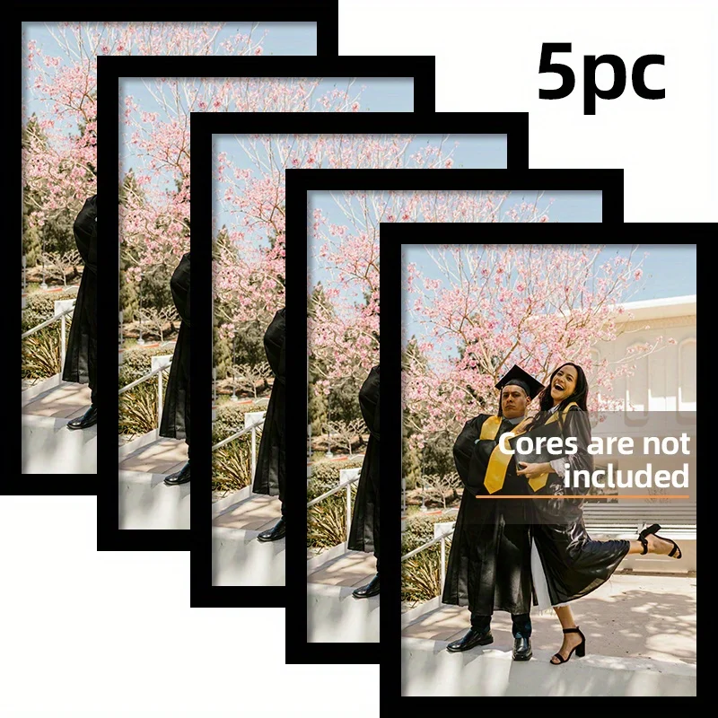 5-Piece Set A4 Black Wooden Photo Frames for Wall 21x30CM Dual-Purpose Display Hanging Picture Frames Commemorative Gift