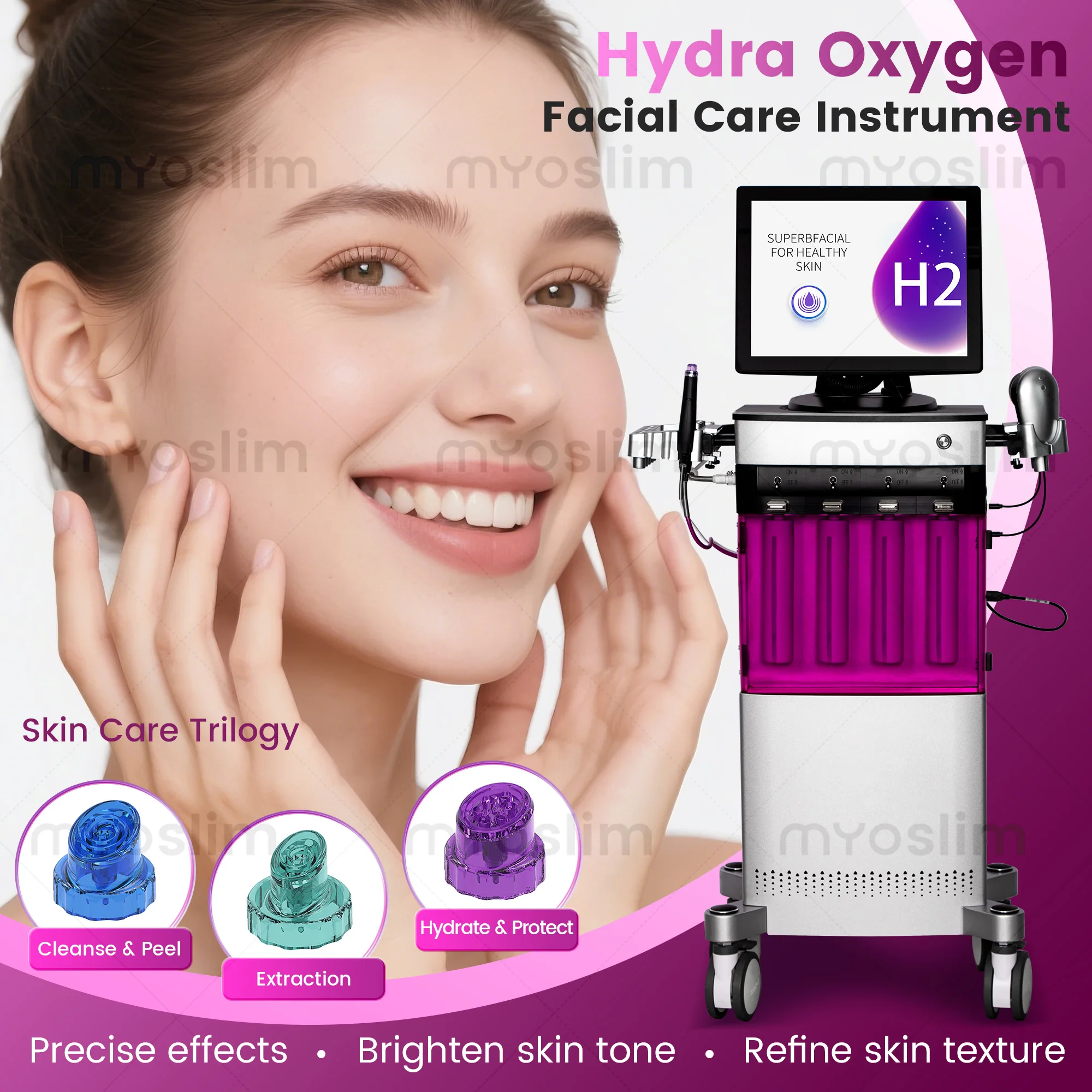 Hydra Oxygen Facial Multifunction Skin Care Machine Professional RF Face Lifting Skin Tightening & Skin Rejuvenation for Spa