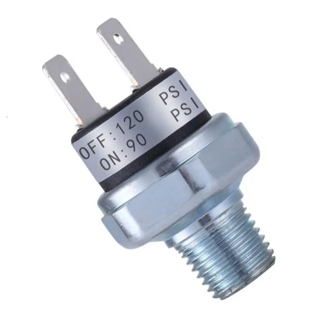 For 12V/24V DC Compressors Pressure Switch For Air Suspension Silver Color Pressure Adjustment 1/4'Inch NPT Aluminum Alloy