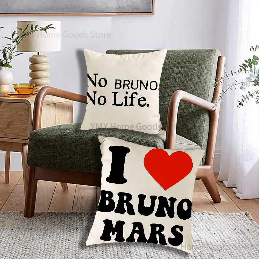 Singer Funk Music B-Bruno Mars Print Throw Pillow Cover Square Cushion Case for Living Room Bedroom Decor
