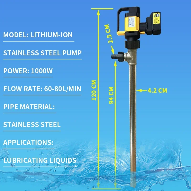 Stainless Steel Electric Drum Pump; Screw Gear Pump for Honey, Cream, and Sauces; Pump for Acid and Alkaline Liquids; Fuel Drum