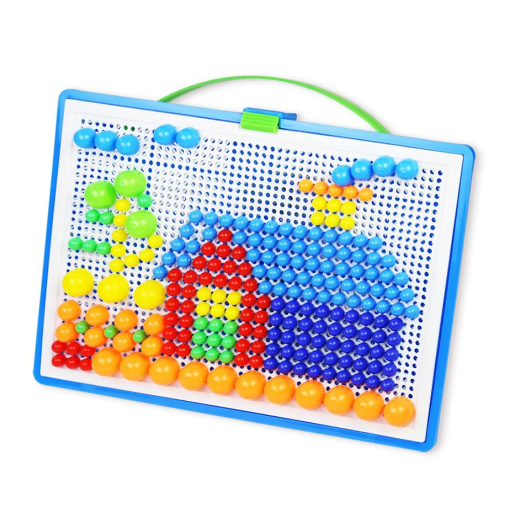 592 ชิ้นปริศนาเด็ก Pegboard จิ๊กซอว์โมเสคเห็ดเล็บเด็กสามมิติ