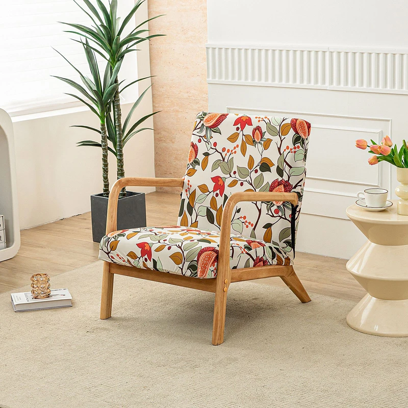 Home Decor Armchair Slipcover Elastic Chair Cover Zipper Stretch Wooden Arm Chair Cover Protector Removable Seat Cover