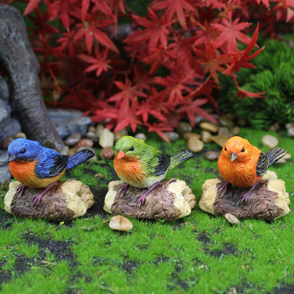 

Lifelike Simulated Birds Resin Statue Artificial Figurines Bird Nest Decor Miniature Garden nament White Box Set Easy Clean