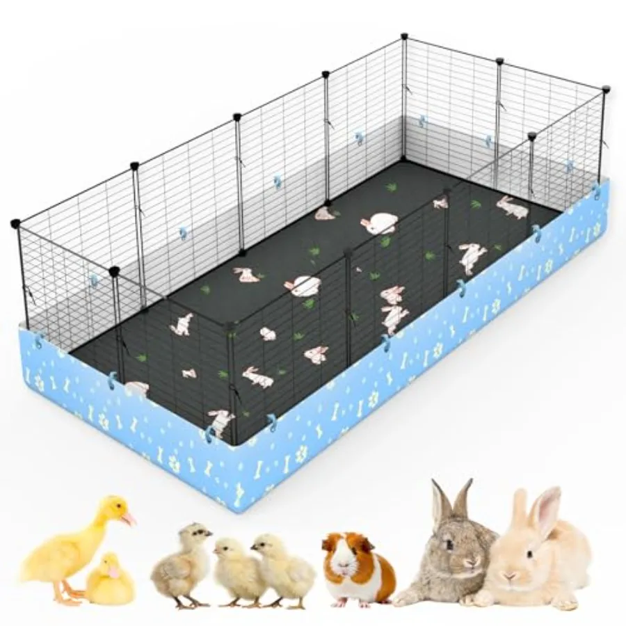 

Guinea Pig Cages with Tarp and Reusable Bedding Pee Pad Liner 24" x 48" Large Guinea Pig Playpen CandC Rabbit Bunny Cage Indoor