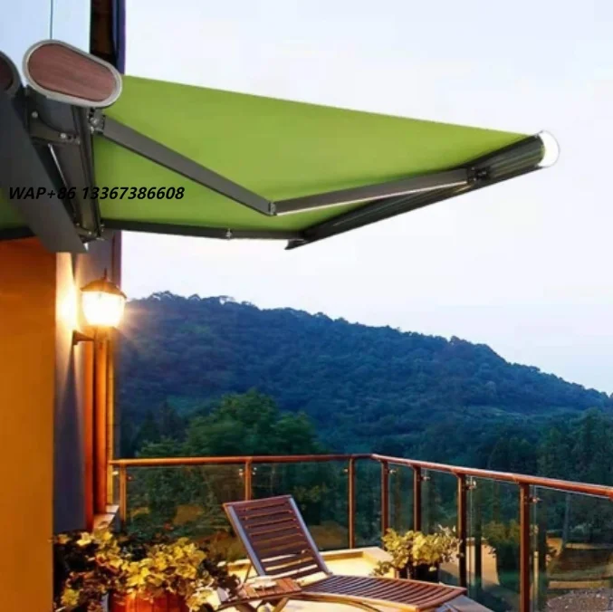Factory 2025 New Product 4*2m Retractable Awning Remote Control LED Light Aluminum Frame Polyester for Outdoor Garden Patio Use