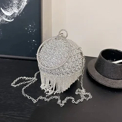 Super Cool Shiny Spherical Diamond Tassel Chain Shoulder and Crossbody Bags Hot Trendy Personality Handbags for Women 2025 Hot