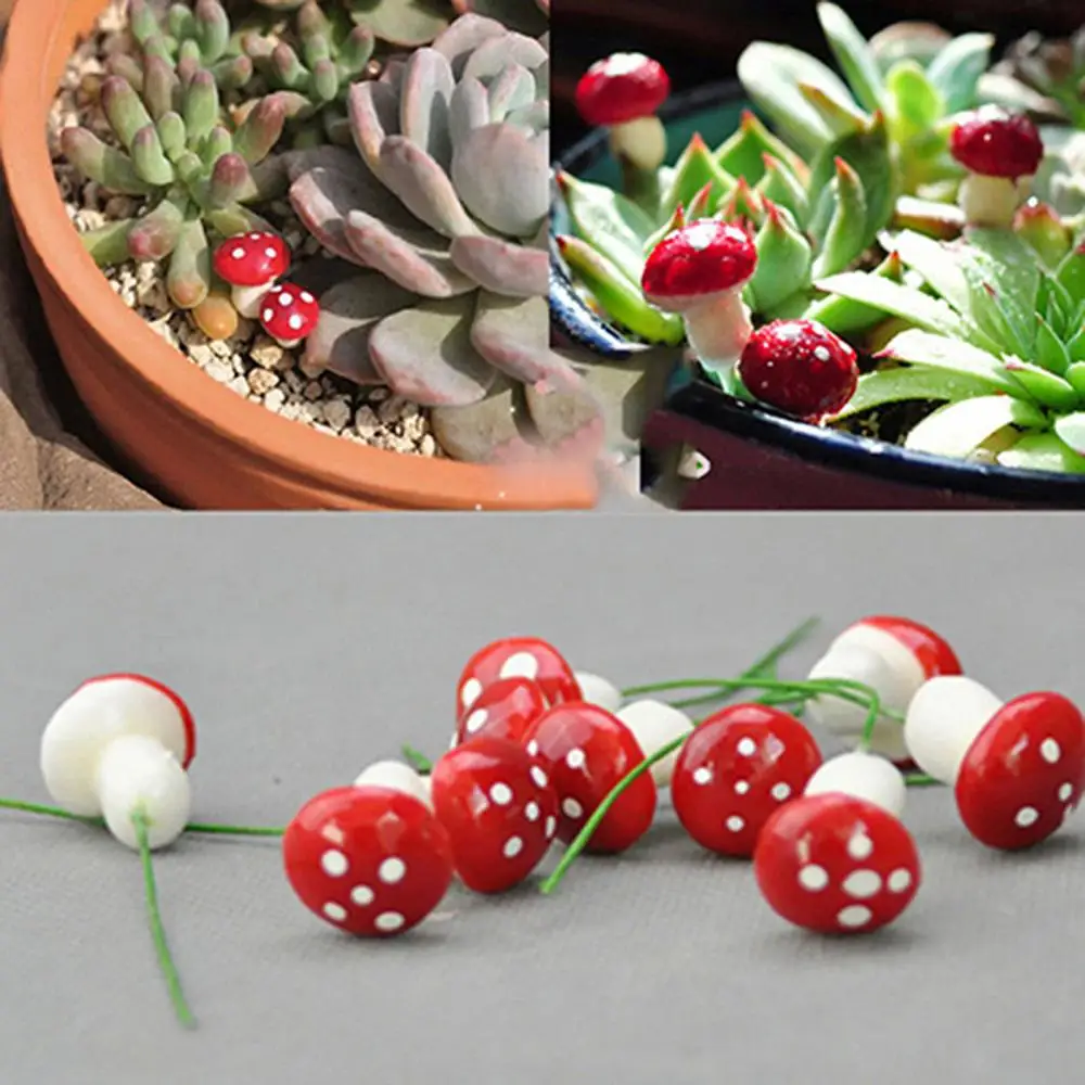 20 Pcs Miniature Mushroom Craft Garden Pot Ornament Gardening Landscape Succulent Bonsai DIY Craft Home Decoration Accessories