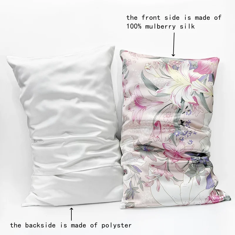 One Side 100% Mulberry Silk Pillowcases Printed Envelope Pillow Case Pillowcase for Healthy Sleep