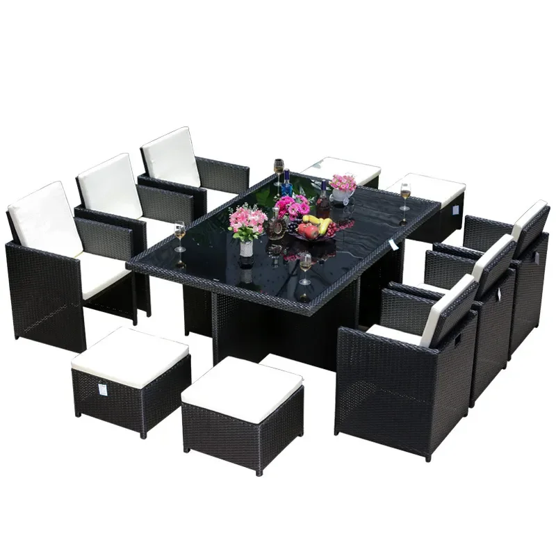 for Outdoor Aluminum Alloy Waterproof Rattan Chair Terrace Balcony Garden Table and Chair Combination Rattan Storage Outdoor