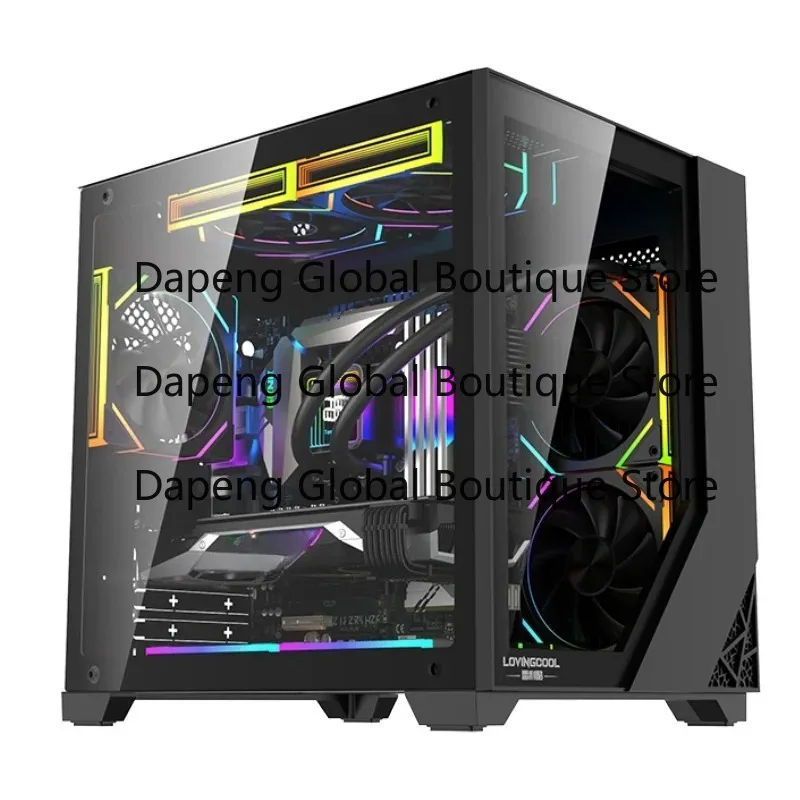 2025 Mid Tower PC Case Tempered Glass M-ATX ITX Gaming Computer Chassis Aluminum Alloy Fan Server Direct Stock