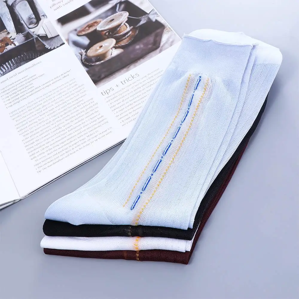 Cute Simple Endurable For Fathers Comfortable Solid Color Work For Men Home Silk Socks Middle Tube Socks Male Hosiery Men Socks