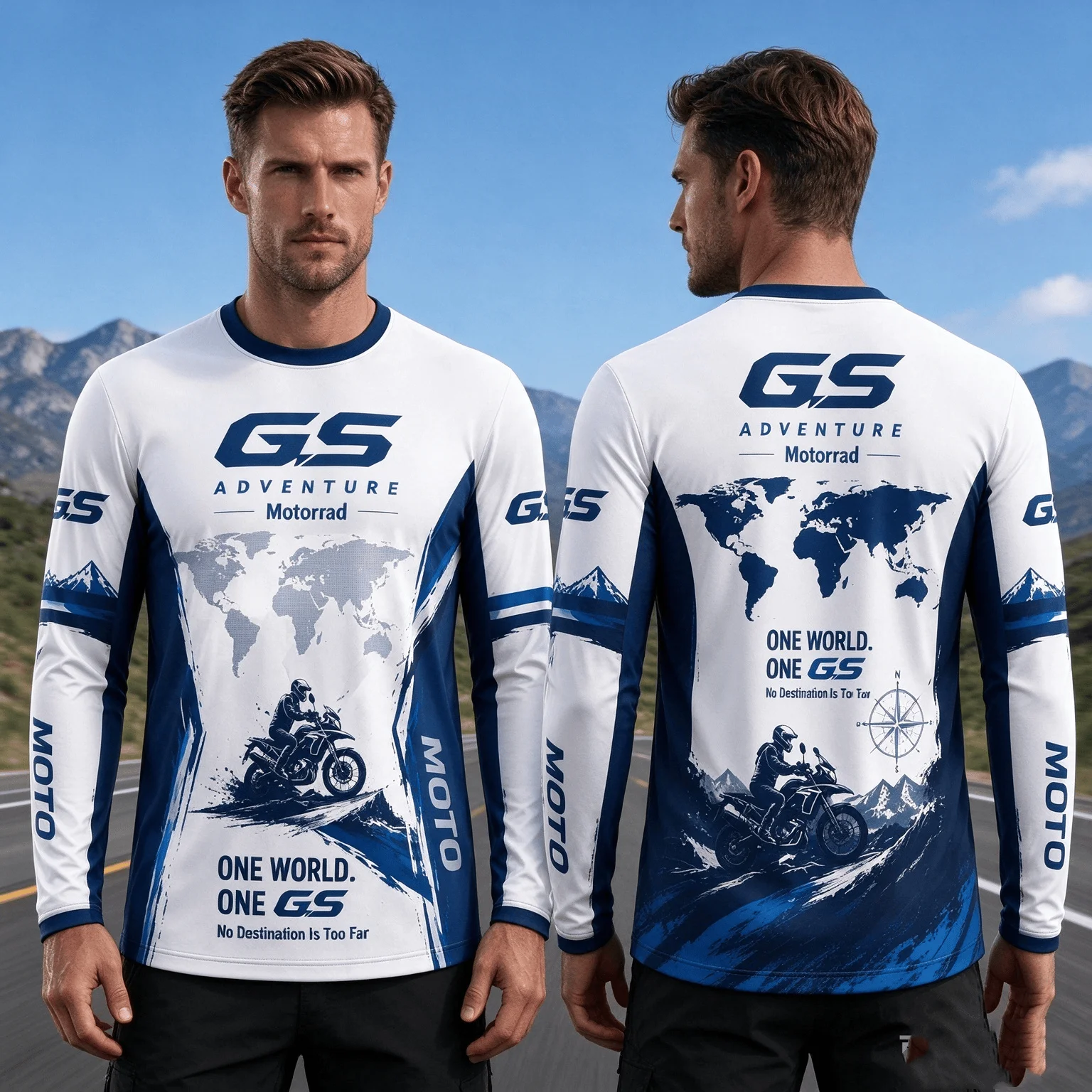 GS Adventure Motorcycle Long Sleeve T‑Shirt Men Motorbike Off‑Road Racing Jersey Unisex Motocross Casual Tops for Rider Fans