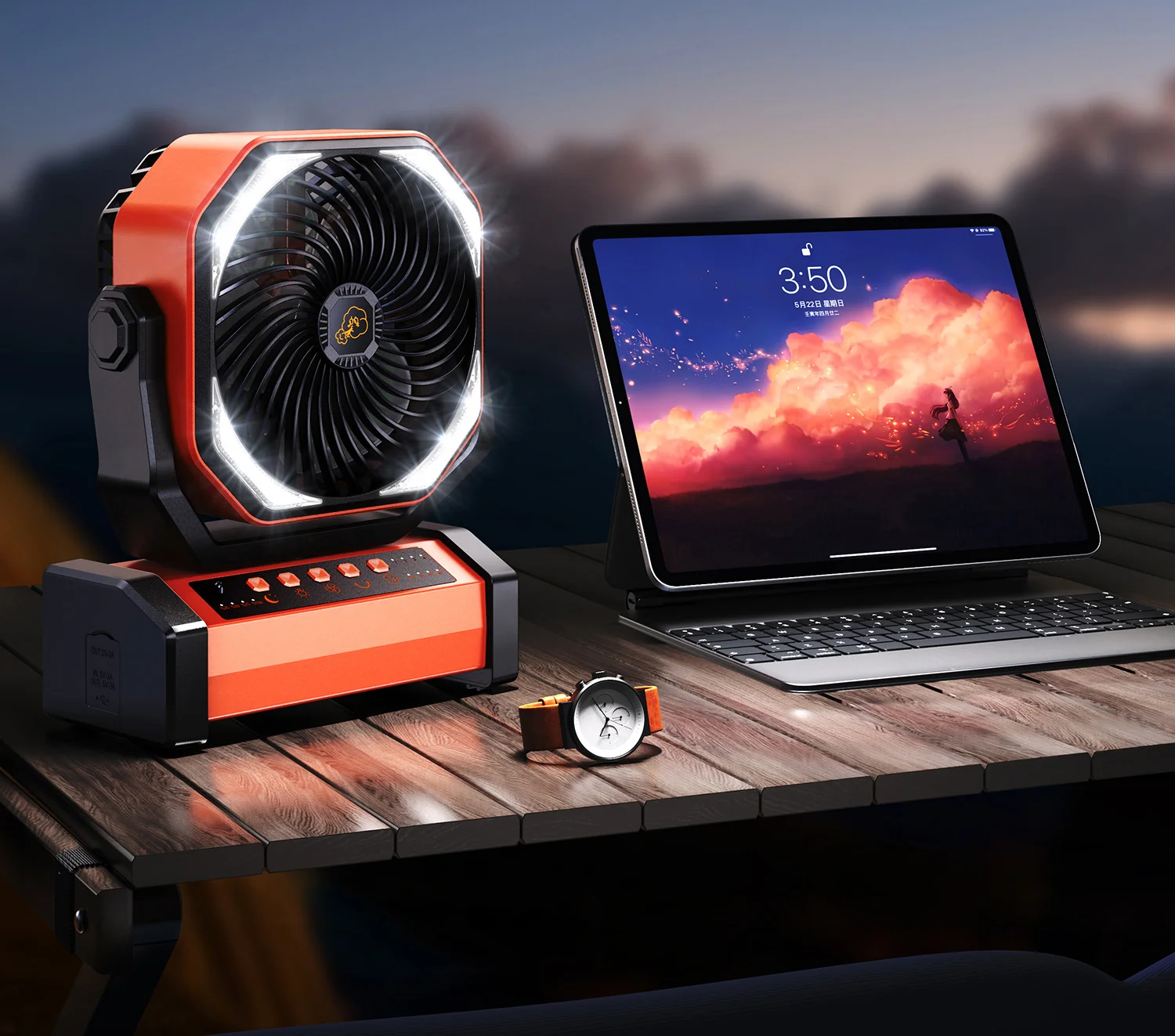 

Outdoor camping rechargeable electric fan usb portable shaking head refrigeration air conditioner fishing camping tent big wind