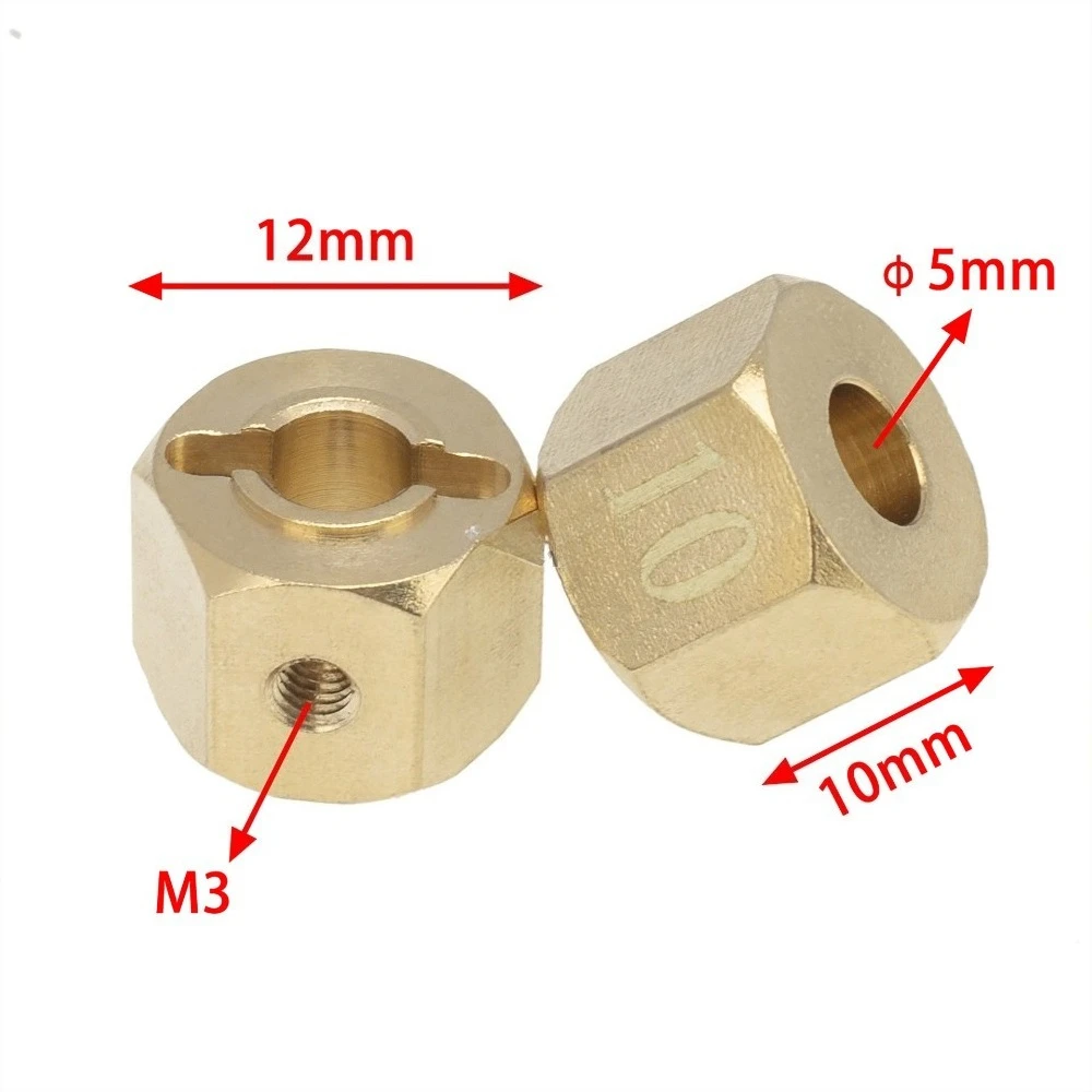 

4pcs 12mm Widened Brass Coupler for 1/10 RC Crawler Car Axial SCX10 90046 90047 GEN 8 Traxxas TRX4 Defender Jeep CC01 WRAITH