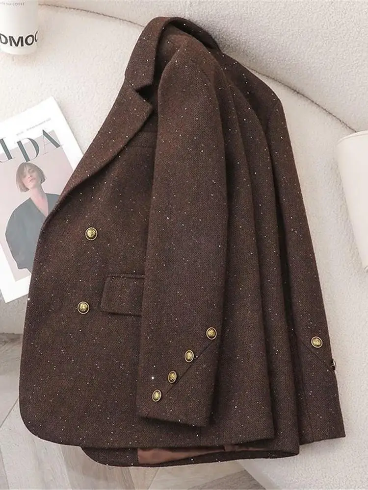 

Slim Fit Red Casual Faionable Small Suit Double Breasted Spring Autumn Profional Korean Sle Cleanfit Long Sve Women...