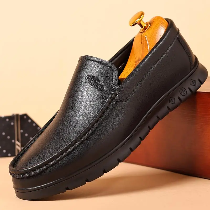 

Men'S Casual Leather Shoes Korean Fashion Black Shoes Business Driving Soft Leather Shoes JZ-666