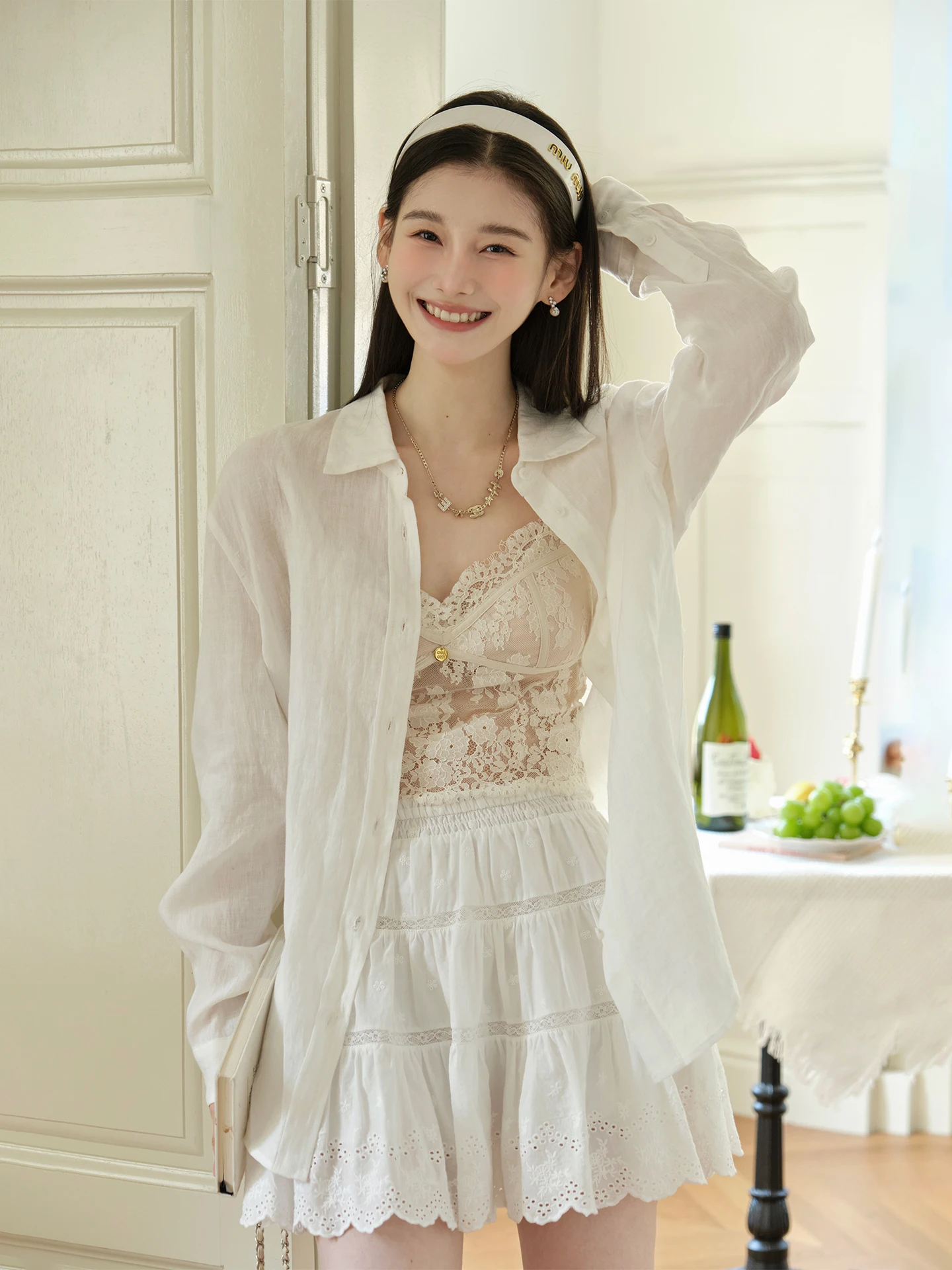 

Женская льняная рубашка ChillCozy Madrid свободного кроя с длинным рукавом и воротником, двойная версия, приятная для кожи, дышащая, повседневная