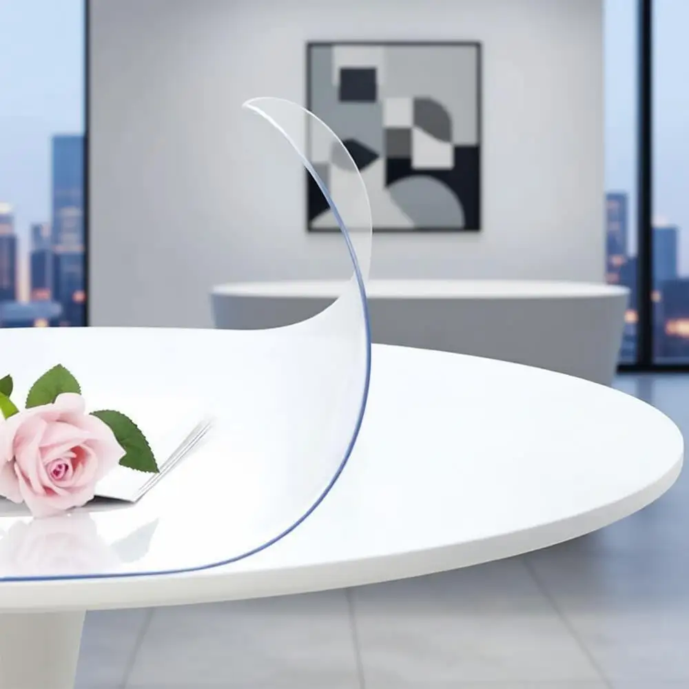 

60 Clear Plastic Round Table Cover - Waterproof PVC Protector for Dining, Kitchen & Office Use