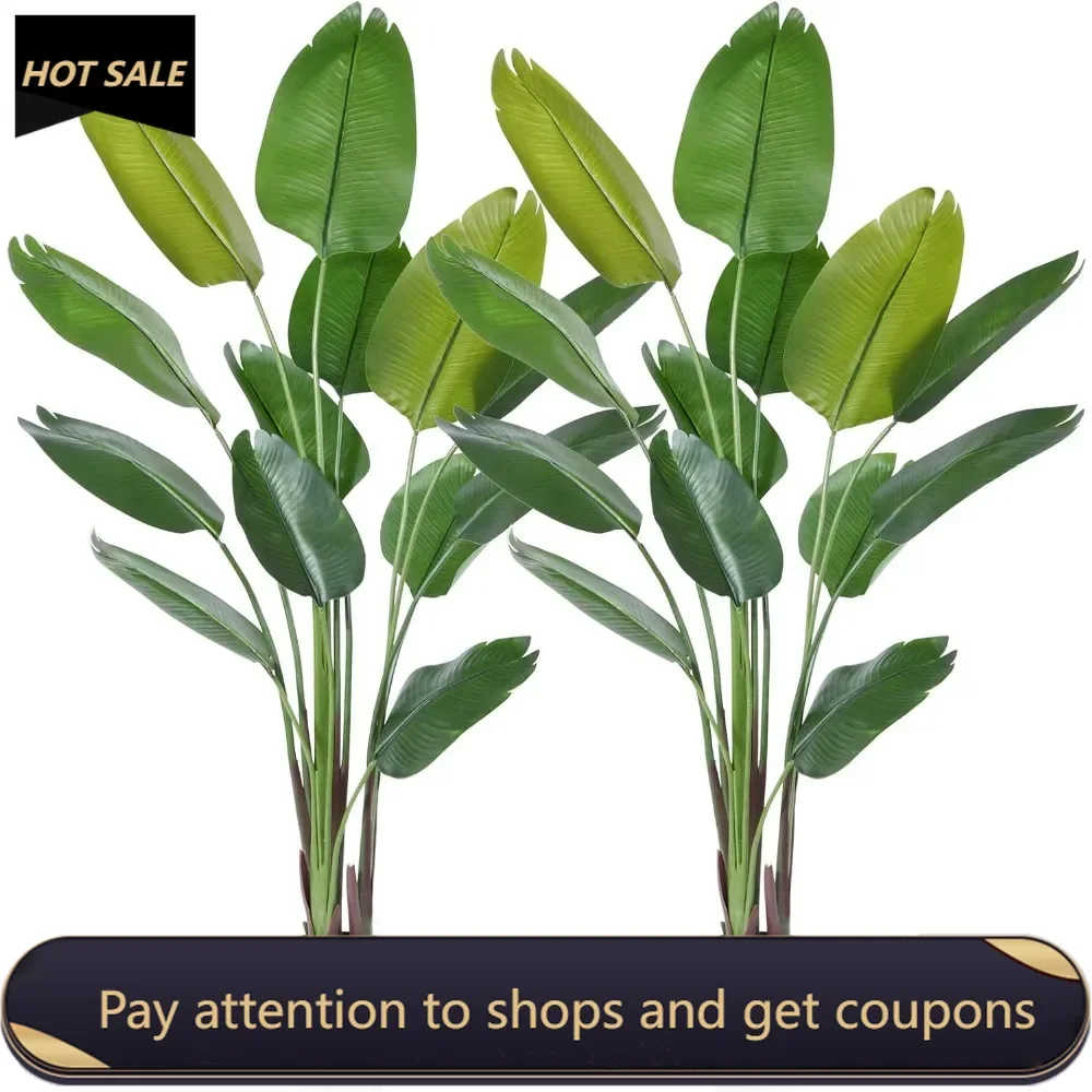 

Artificial Bird of Paradise Plant 6 Feet Fake Tropical Palm Tree with 13 Leaves,Perfect Faux Plants in Pot ,2Pack Freight free