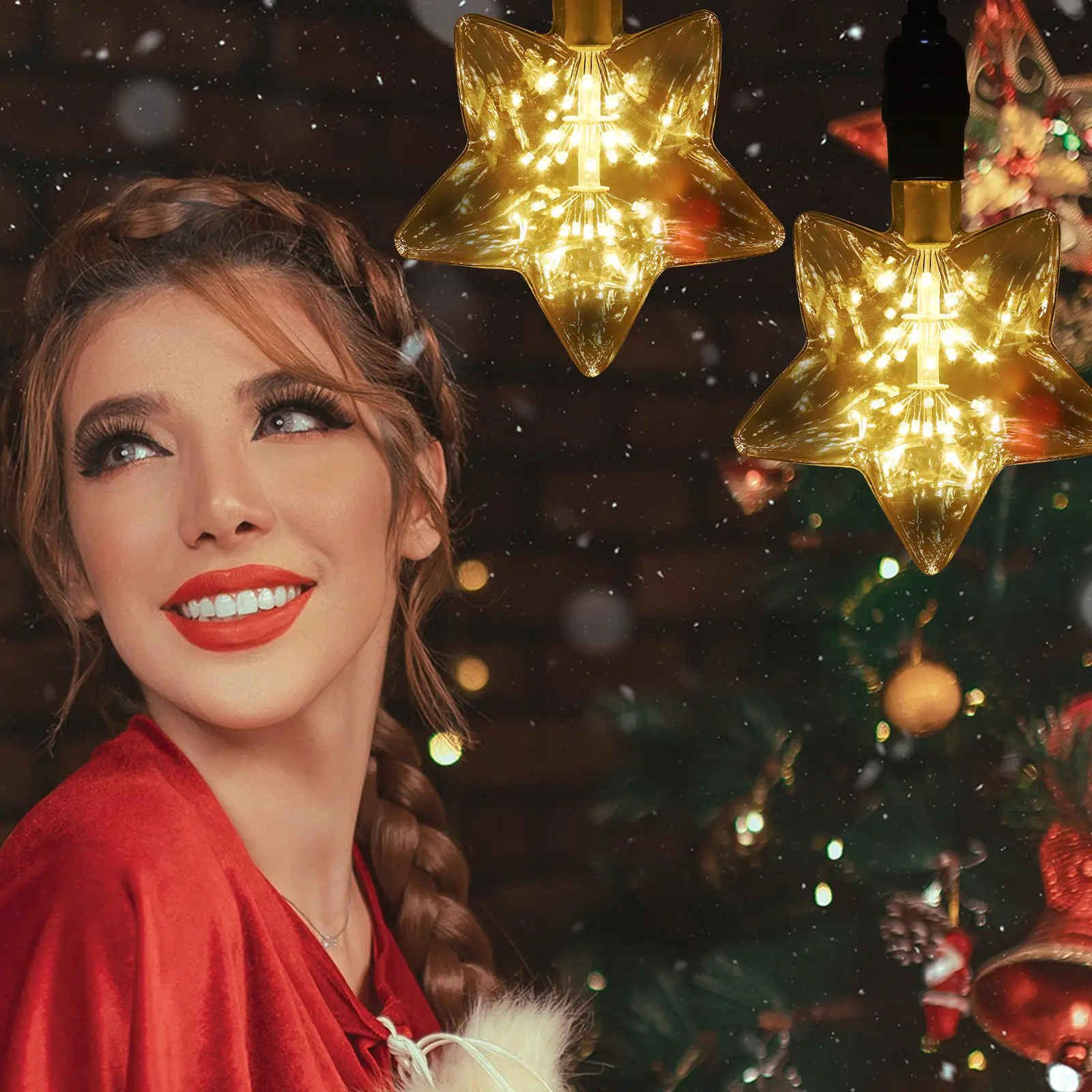 

Светодиодная декоративная лампа-звезда в винтажном стиле Эдисона E27 с мягким светом для потолочных светильников и внутреннего освещения