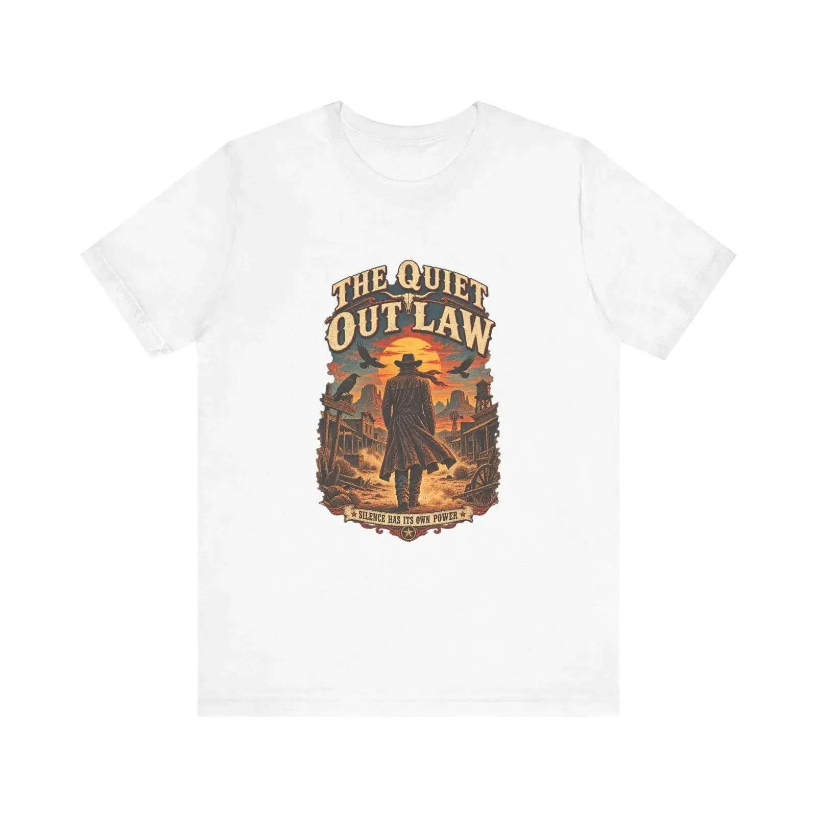The Quiet Outlaw Western Cowboy T Shirt Retro Wild WesT vintage Washed streetwear homme Stylish Comfortable designer clothes
