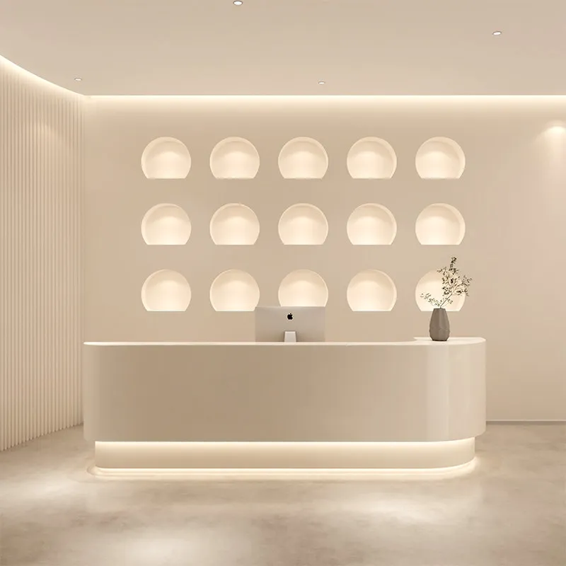 Modern Minimalist Dental Curved Lacquer Bar TableCompany Front  Stomatological Hospital Reception Desk
