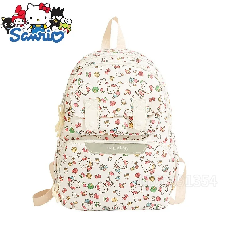 

Sanrio Hello Kitty New Fashion Schoolbag Cartoon Printing Student Backpack Large Capacity Nylon Lightweight Student Schoolbag