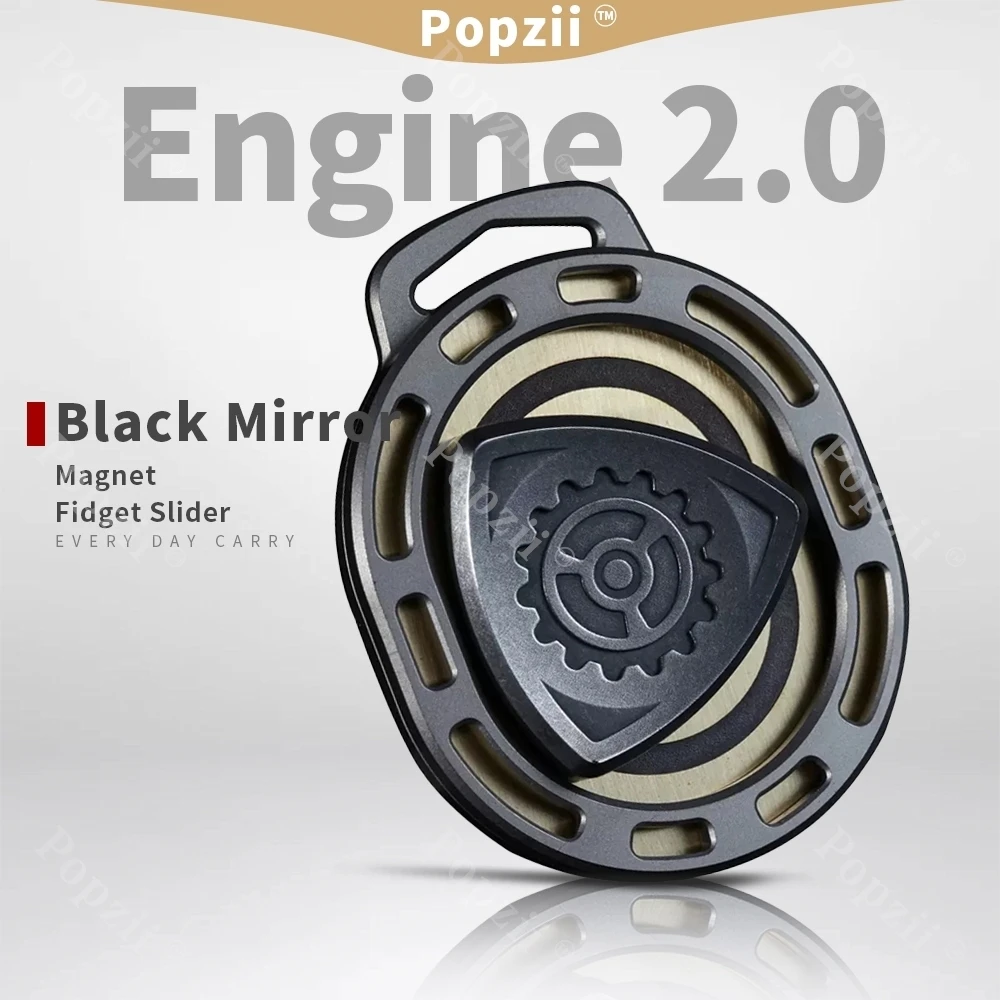 

Black Mirror Rotor Powered Push Slider Titanium alloy Magnet Fidget Slider Stress Relief toy Cool Gadget Anxiety Toys