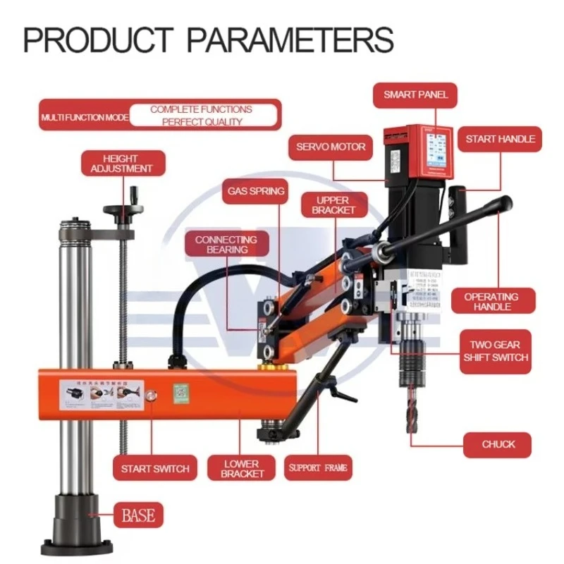 Flexible Arm Servo Motor Thread Drilling Tapping Machine M16 M36 Drill Hole Tapping Arm Electric Tapping Machine